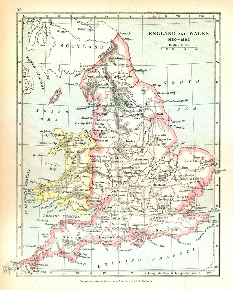 England Wales 1660 - Gardiner 1902 art print by Gardiner for $57.95 CAD
