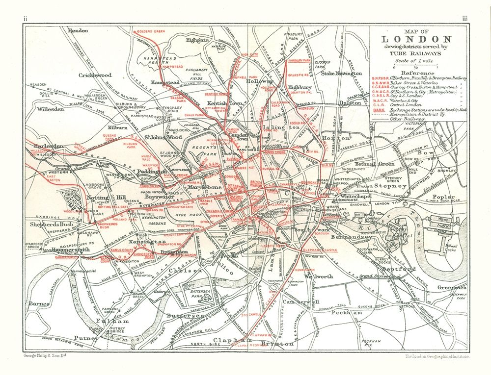London Tube Railways England - Philip 1904 art print by Philip for $57.95 CAD