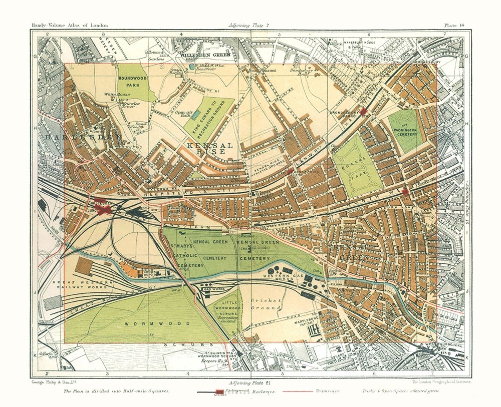Kensal Green London England - Philip 1904 art print by Philip for $57.95 CAD