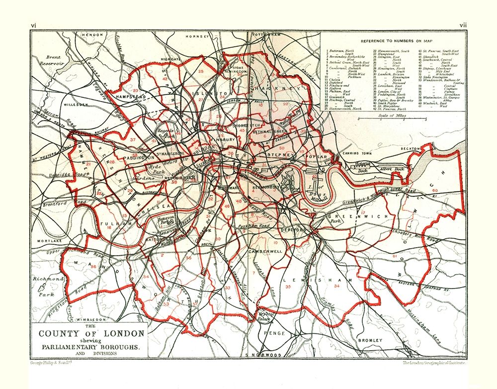 County of London England - Philip 1904 art print by Philip for $57.95 CAD