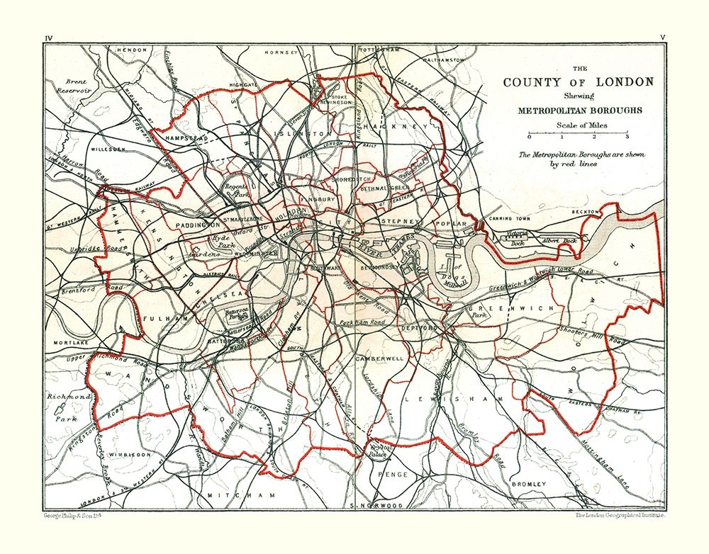 London Metropolitan Borough England - Philip 1904 art print by Philip for $57.95 CAD