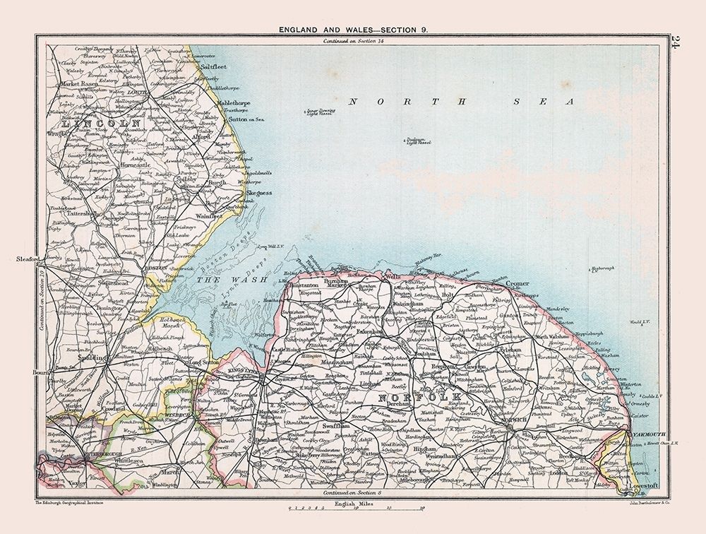 East Central England - Bartholomew 1892 art print by Bartholomew for $57.95 CAD