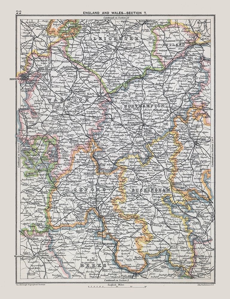 Southeast England - Bartholomew 1892 art print by Bartholomew for $57.95 CAD