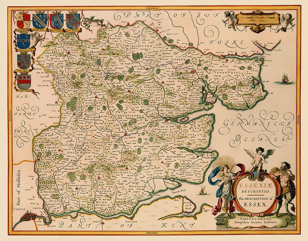 Great Britain Essex County England - Jansson 1646 art print by Jansson for $57.95 CAD