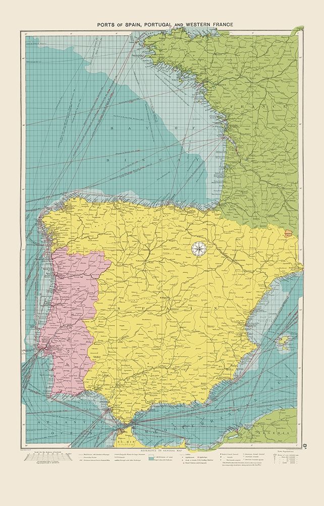 Western Ports France Spain Portugal - Hammond 1922 art print by Hammond for $57.95 CAD