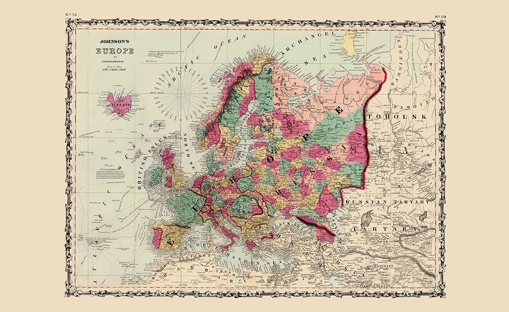 Europe - Johnson 1860 art print by Johnson for $57.95 CAD