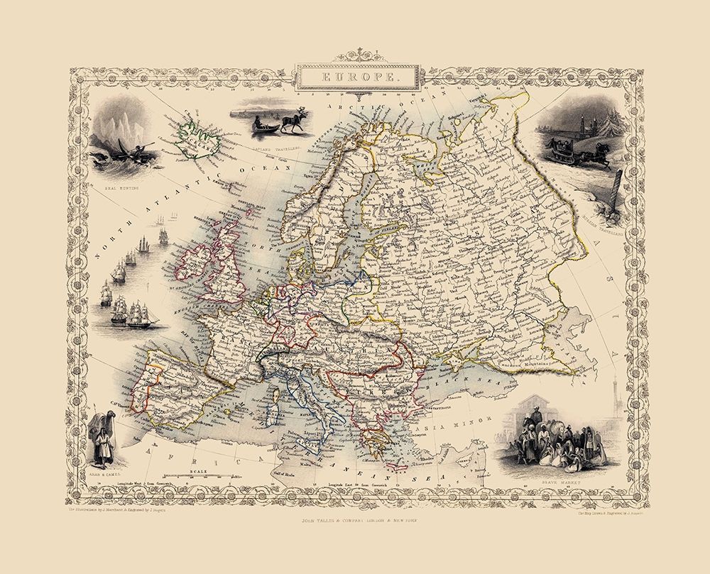 Europe - Tallis 1851 art print by Tallis for $57.95 CAD