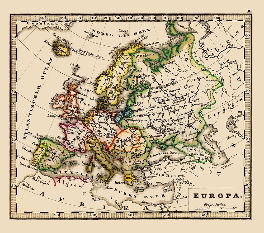 Europe - Stieler 1852 art print by Stieler for $57.95 CAD