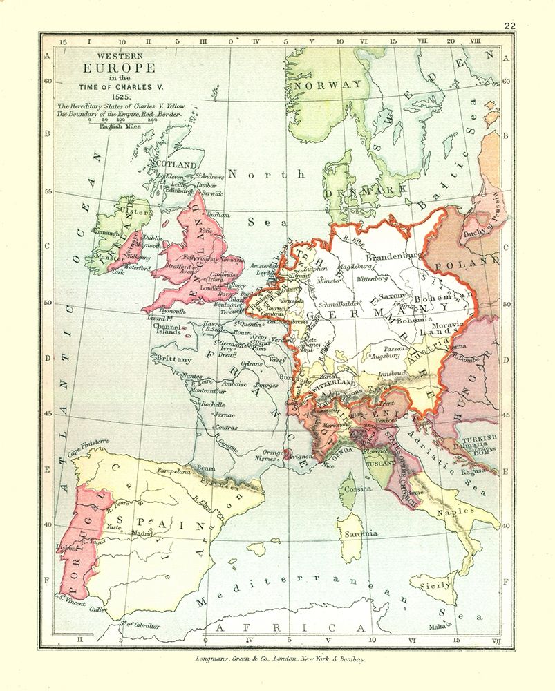 Western Europe 1525 - Gardiner 1902 art print by Gardiner for $57.95 CAD