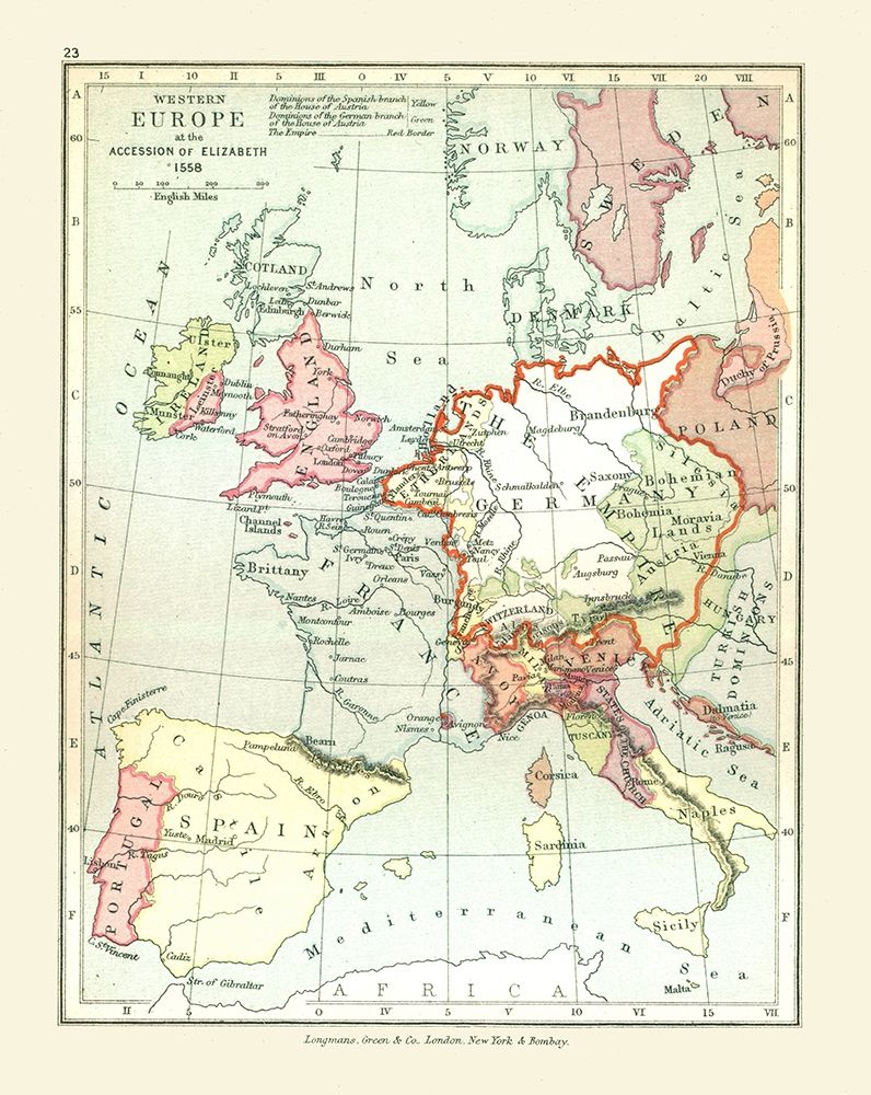 Western Europe 1558 - Gardiner 1902 art print by Gardiner for $57.95 CAD