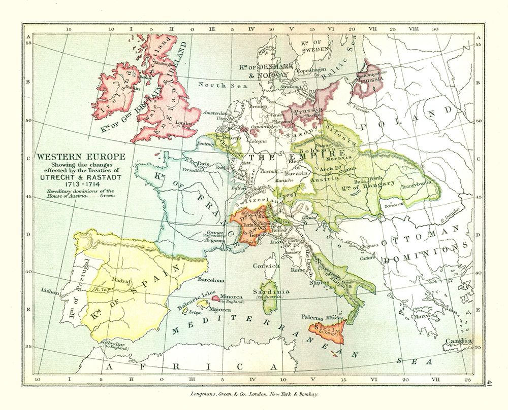 Western Europe 1713 - Gardiner 1902 art print by Gardiner for $57.95 CAD