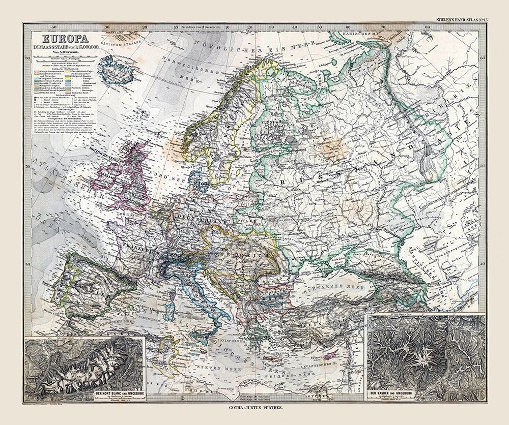 Europe - Stieler 1885 art print by Stieler for $57.95 CAD