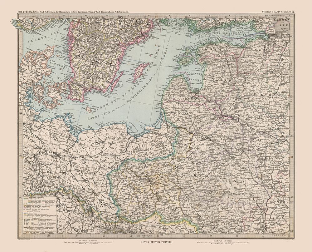 Europe Baltic Sea Surroundings - Stieler 1885 art print by Stieler for $57.95 CAD