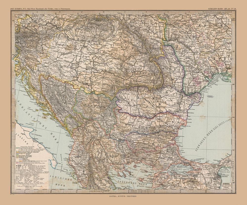 Southeast Europe - Stieler 1885 art print by Stieler for $57.95 CAD
