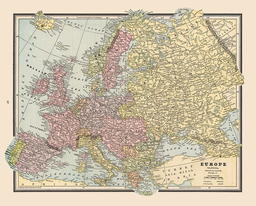Europe - Cram 1888 art print by Cram for $57.95 CAD