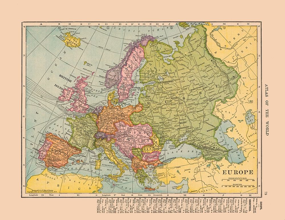 Spain Austria Hungary Europe - Hammond 1910 art print by Hammond for $57.95 CAD