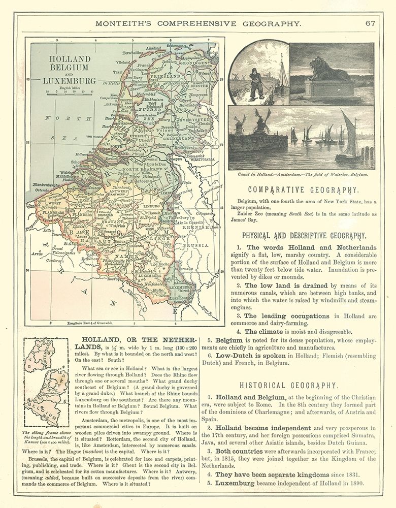 Europe Luxemburg Holland Belgium - Monteith 1882 art print by Monteith for $57.95 CAD