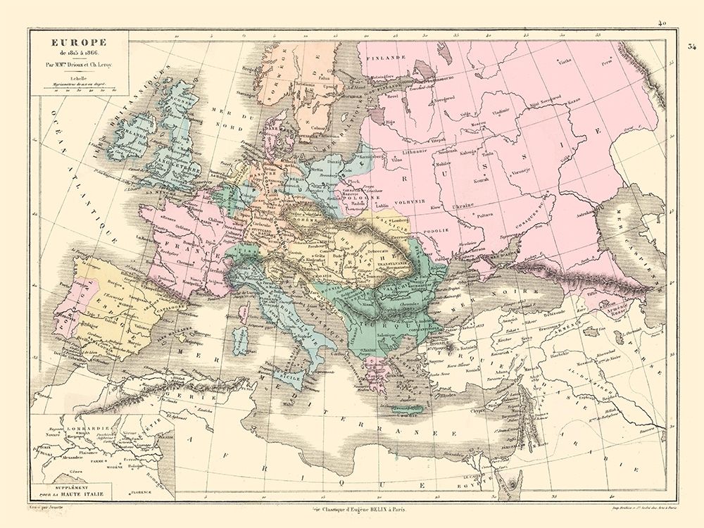 Europe 1815 to 1866 - Drioux 1882 art print by Drioux for $57.95 CAD