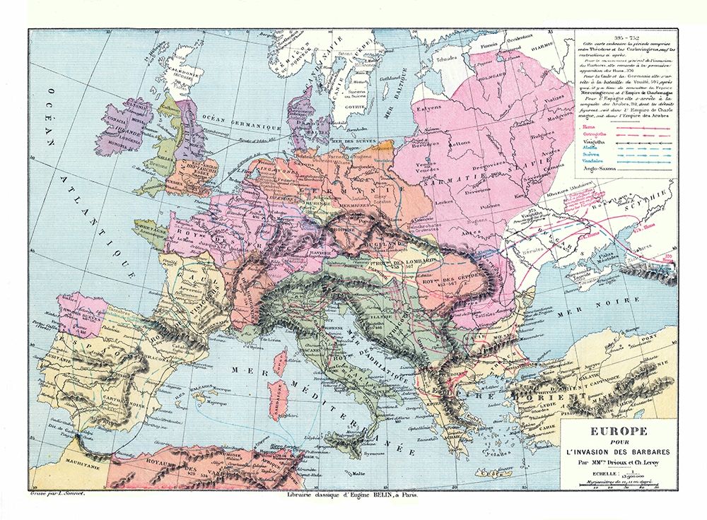 Barbarian Invasion Europe - Drioux 1882 art print by Drioux for $57.95 CAD
