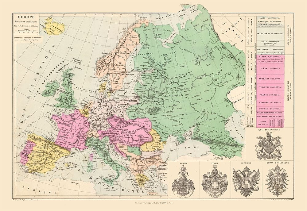 Europe Political Divisions - Drioux 1882 art print by Drioux for $57.95 CAD