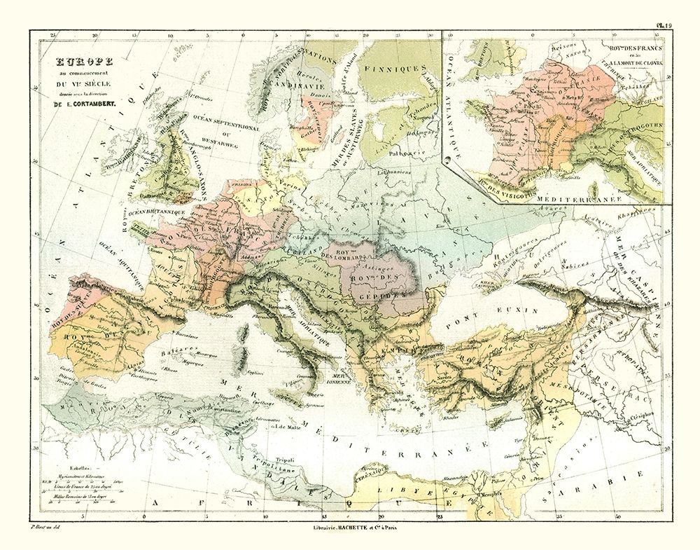 Ancient Europe Early 6th Century - Cortambert 1880 art print by Cortambert for $57.95 CAD