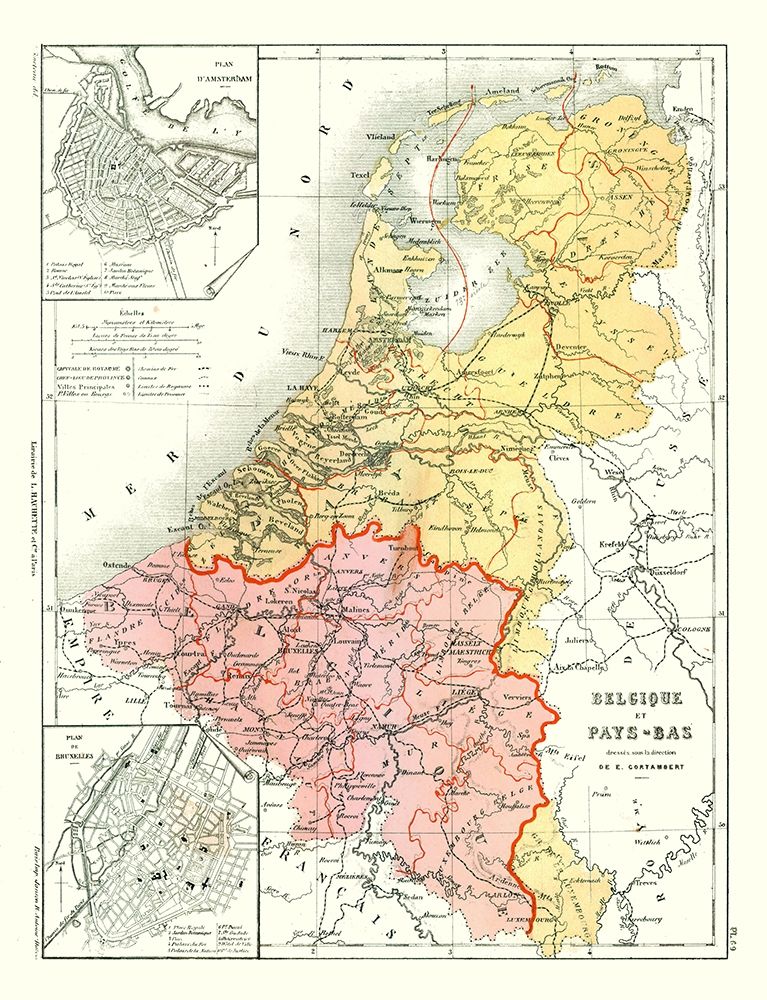 Europe Belgium Netherlands - Cortambert 1880 art print by Cortambert for $57.95 CAD