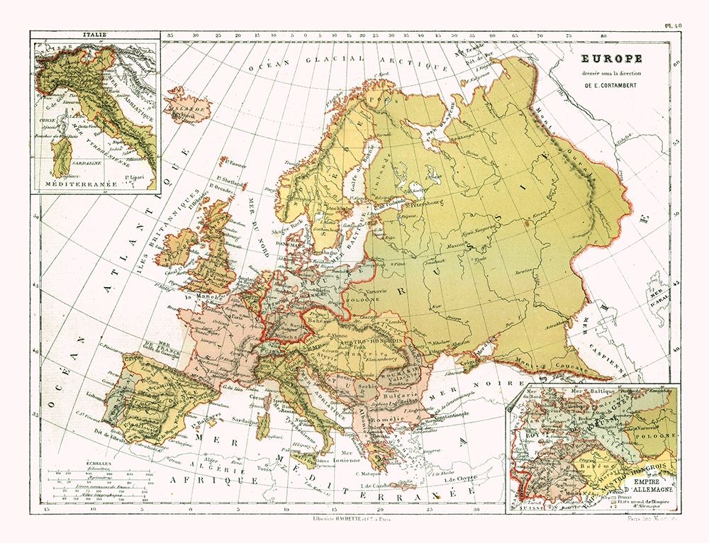 Political Europe - Cortambert 1880 art print by Cortambert for $57.95 CAD