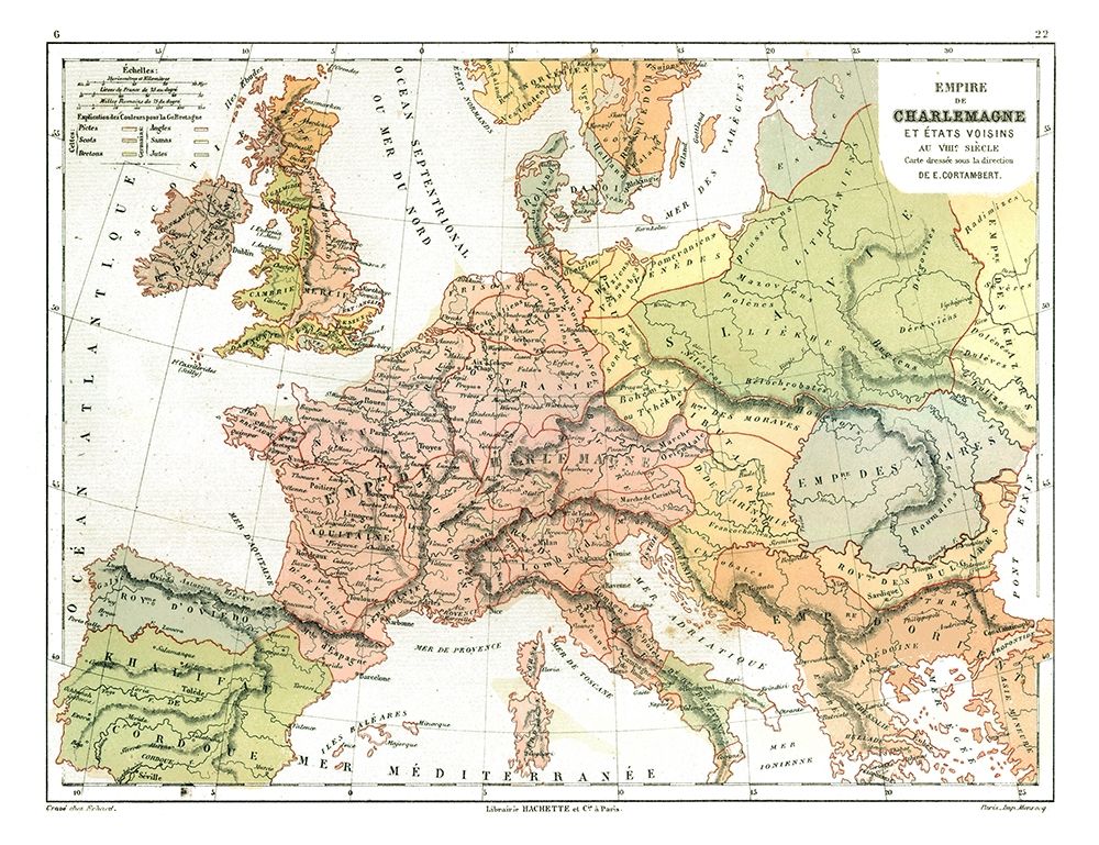Charles the Great Empire Europe - Cortambert 1880 art print by Cortambert for $57.95 CAD
