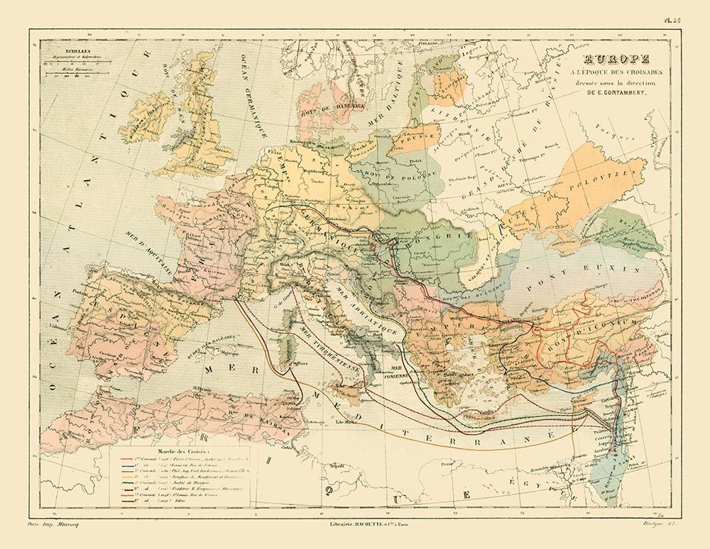 Europe Crusades - Cortambert 1880 art print by Cortambert for $57.95 CAD