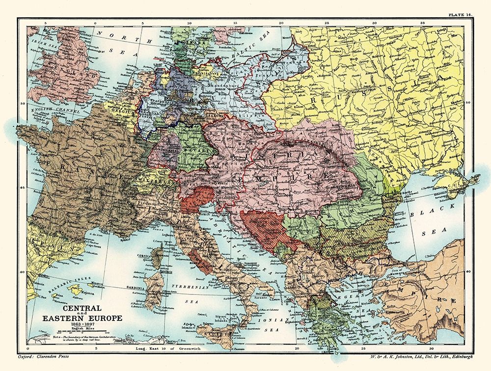 Central Eastern Europe 1863-1897 - Poole 1902 art print by Poole for $57.95 CAD