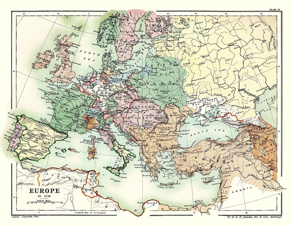 Europe 1740 - Poole 1902 art print by Poole for $57.95 CAD