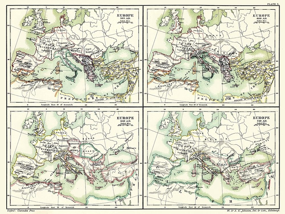 Europe 565 AD-720 AD - Poole 1902 art print by Poole for $57.95 CAD
