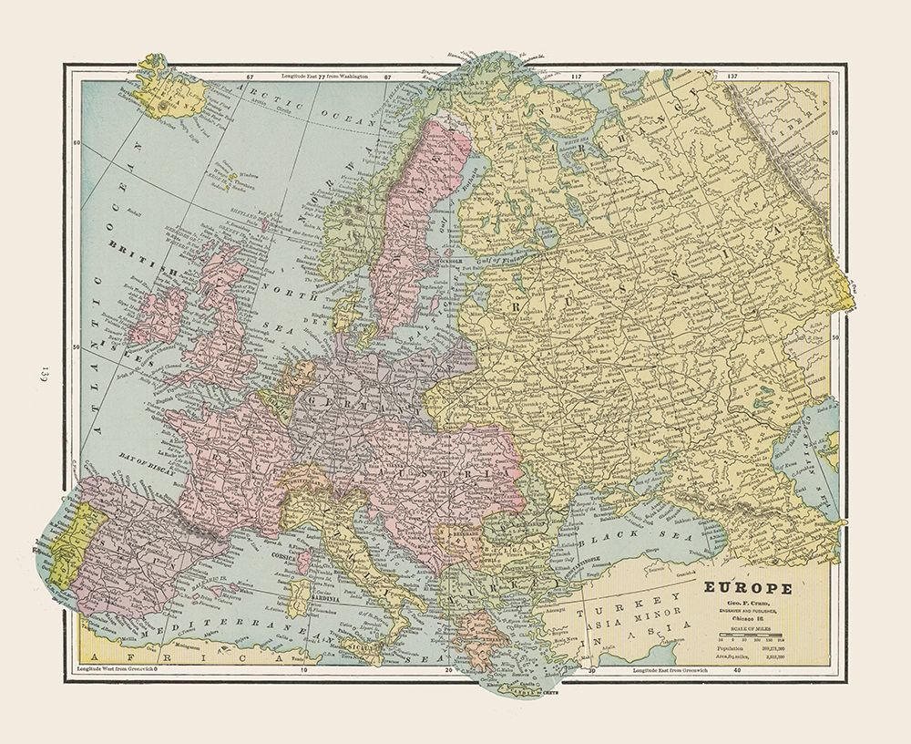 Europe - Cram 1892 art print by Cram for $57.95 CAD