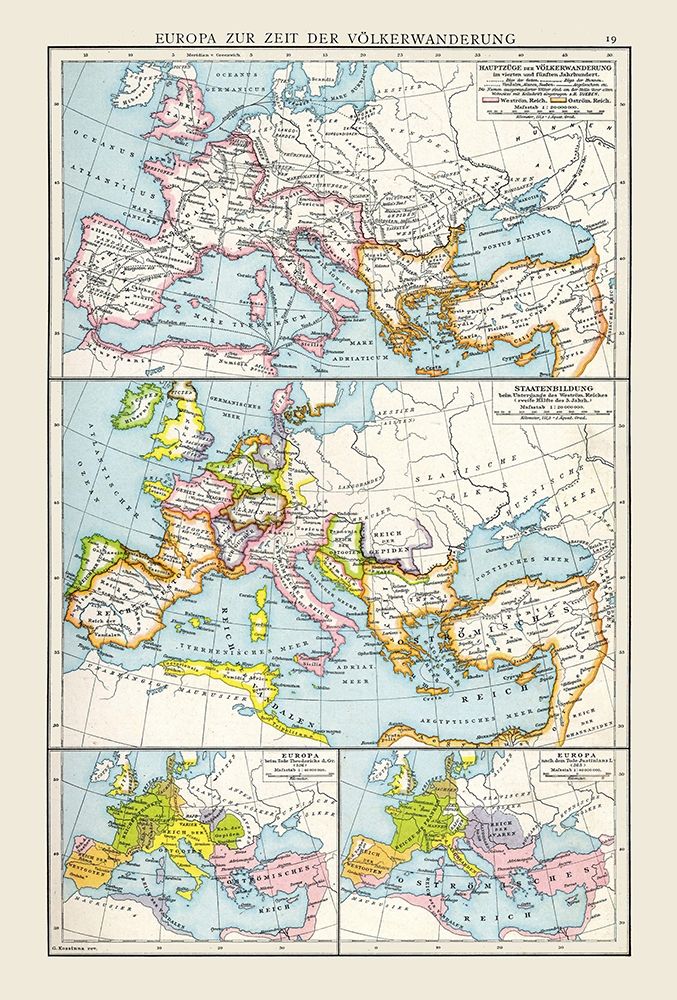 Europe Migrations - Droysen 1886 art print by Droysen for $57.95 CAD
