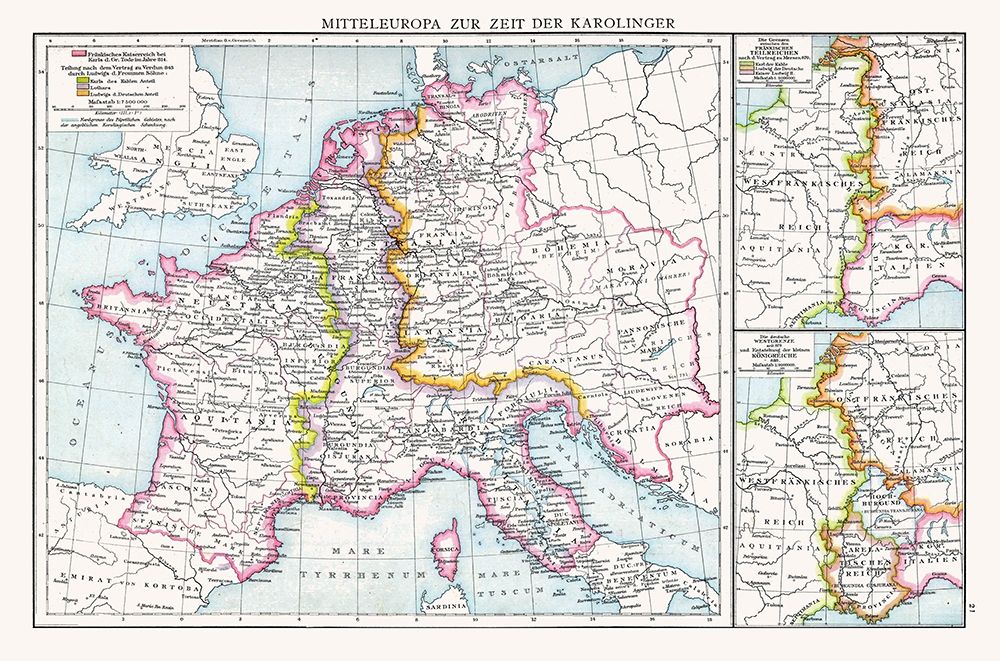 Central Europe Carolingians - Droysen 1886 art print by Droysen for $57.95 CAD