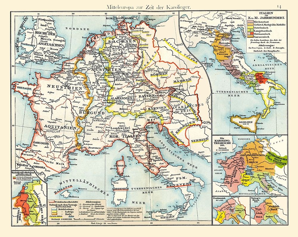 Central Europe Carolingians - Putzgers 1897 art print by Putzgers for $57.95 CAD