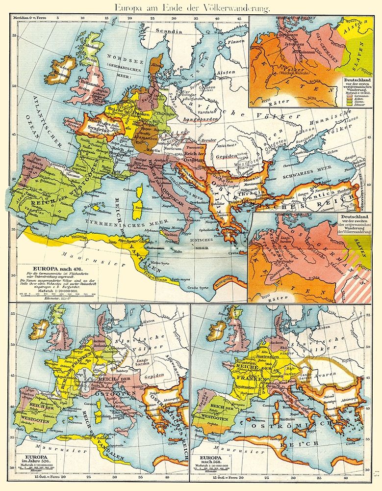 Europe End of Migrations - Putzgers 1897 art print by Putzgers for $57.95 CAD