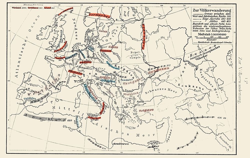 Europe Migrations 395-453 - Putzgers 1897 art print by Putzgers for $57.95 CAD