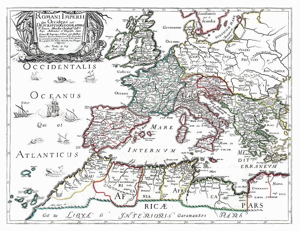 Roman Empire Europe Africa - Sanson 1641 art print by Sanson for $57.95 CAD