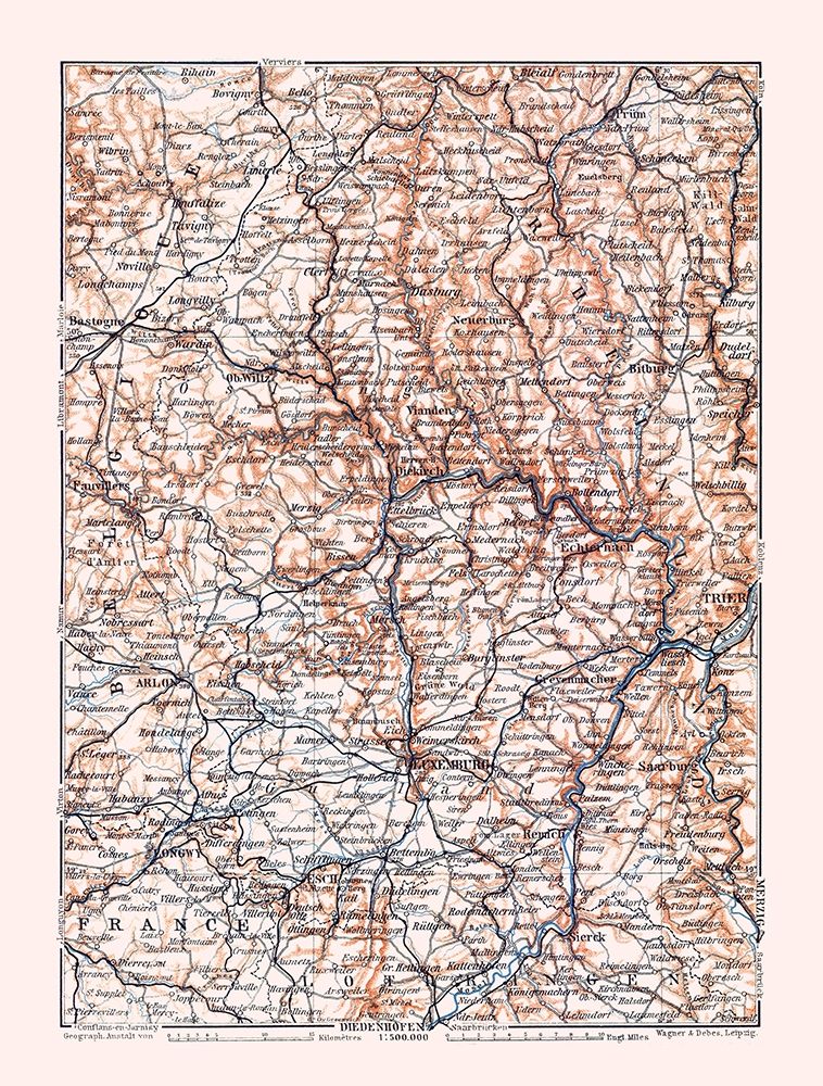 Europe Luxemburg Belgium Germany France art print by Baedeker for $57.95 CAD