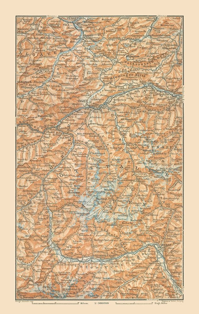 Europe Otztaler Alpen Germany Austria Italy art print by Baedeker for $57.95 CAD
