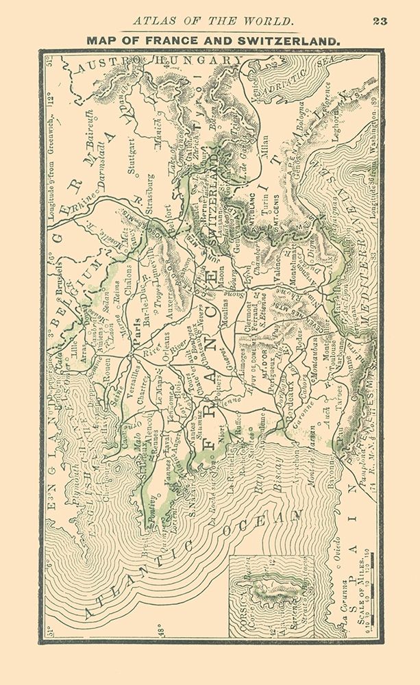 Europe France Switzerland - Alden 1886 art print by Alden for $57.95 CAD