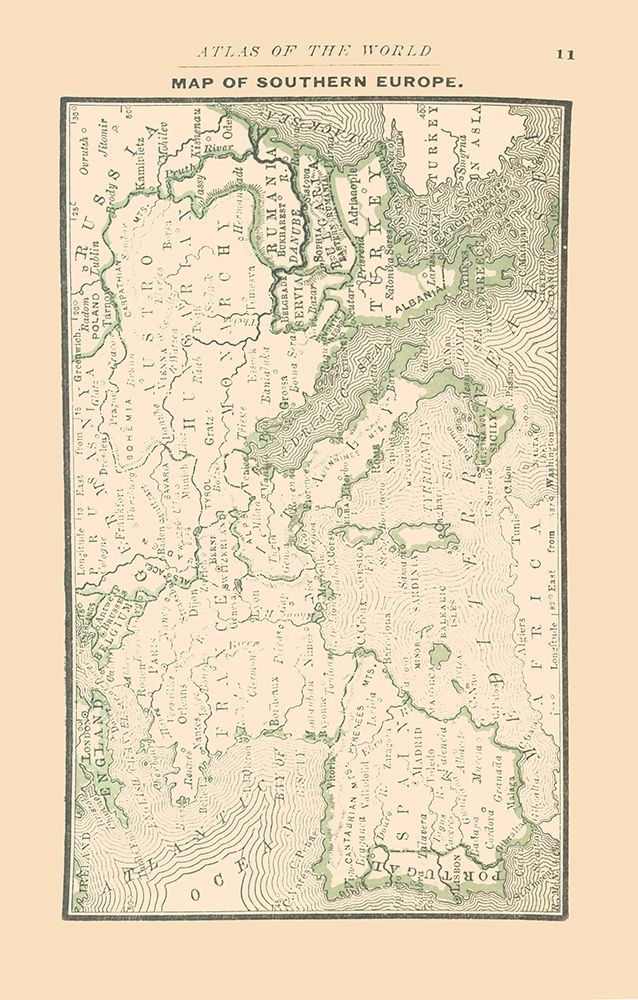 Southern Europe - Alden 1886 art print by Alden for $57.95 CAD