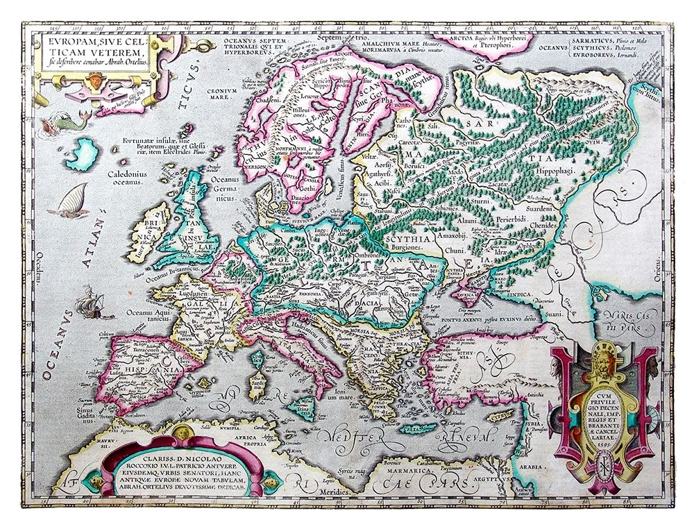 Ancient Europe 1595 - Ortelius art print by Ortelius for $57.95 CAD