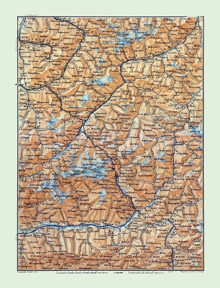 Europe Ber Engadin Region Switzerland Italy art print by Baedeker for $57.95 CAD