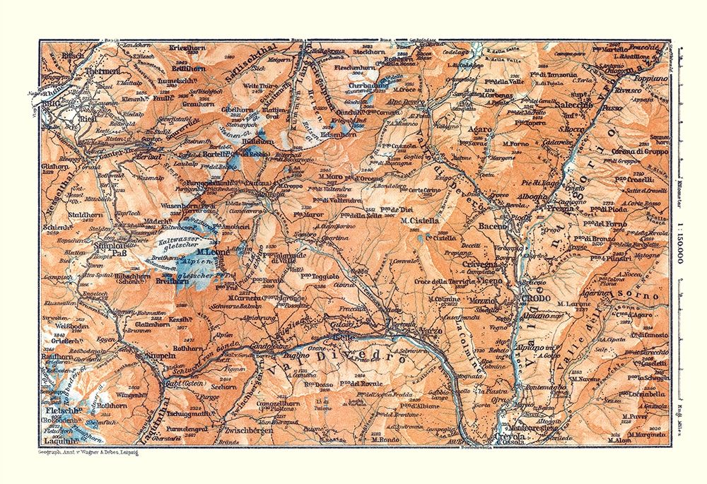 Europe Swiss Italian Val Divedro Switzerland Italy art print by Baedeker for $57.95 CAD