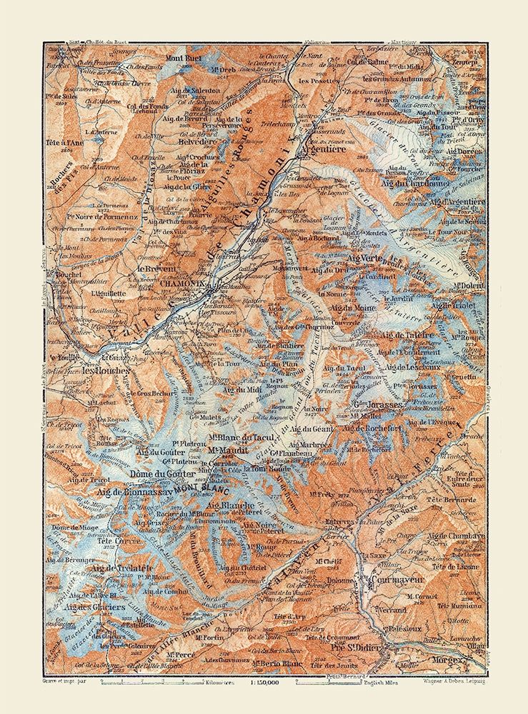 Europe Vallee de Chamonix France Italy art print by Baedeker for $57.95 CAD