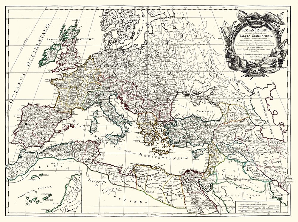 Roman Empire Europe - Vaugondy 1757 art print by Vaugondy for $57.95 CAD