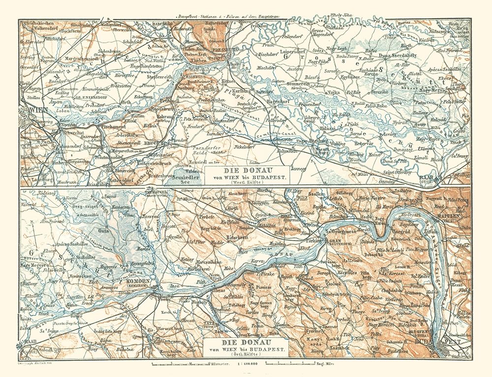 Europe Danube River Vienna to Budapest art print by Baedeker for $57.95 CAD