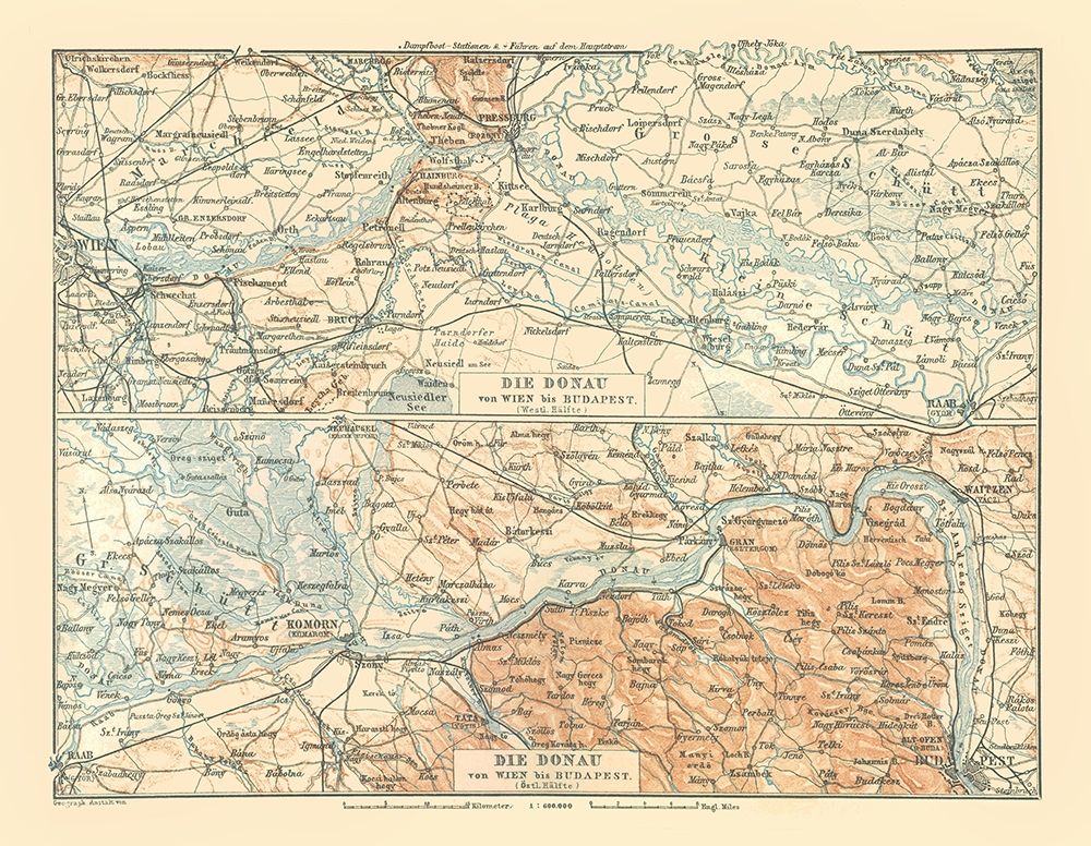 Europe Danube River Austria Hungary - Baedeker art print by Baedeker for $57.95 CAD